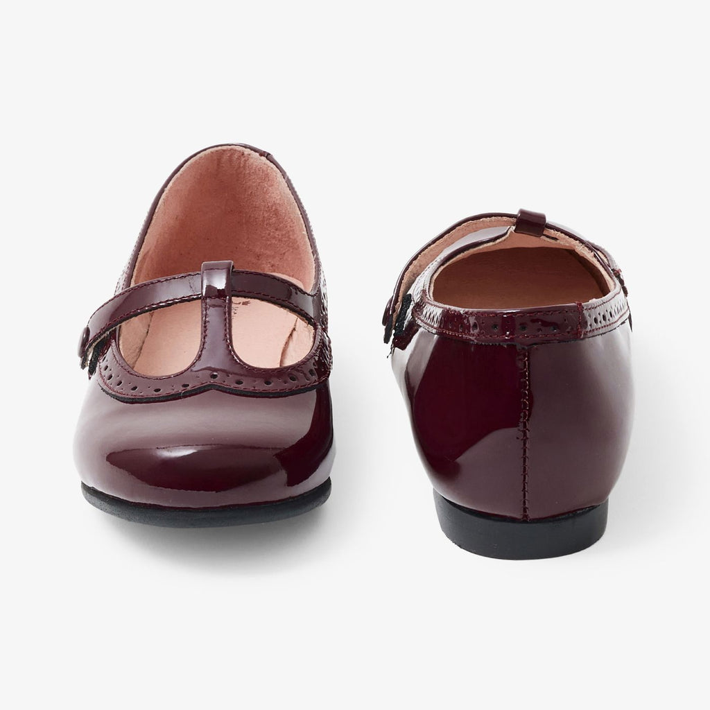 Shoes With Cinturino a T in Leather Girl - Bordeaux