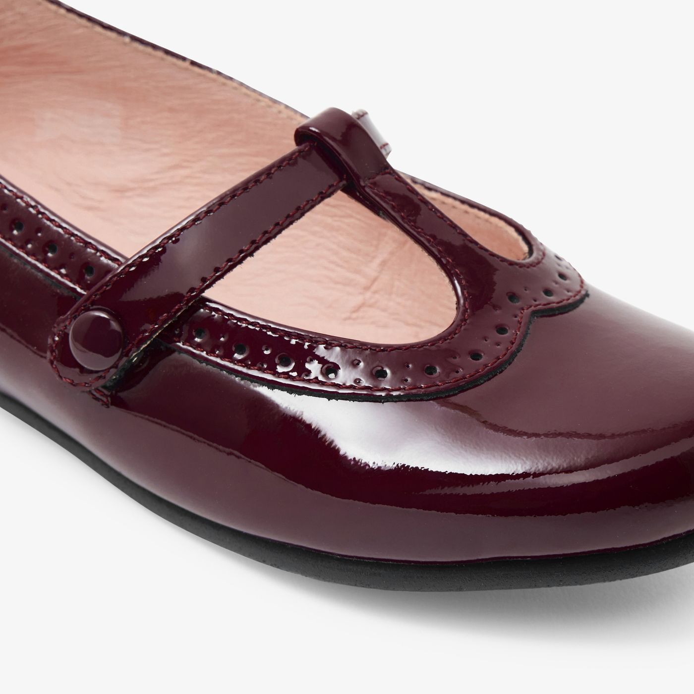 Shoes With Cinturino a T in Leather Girl - Bordeaux