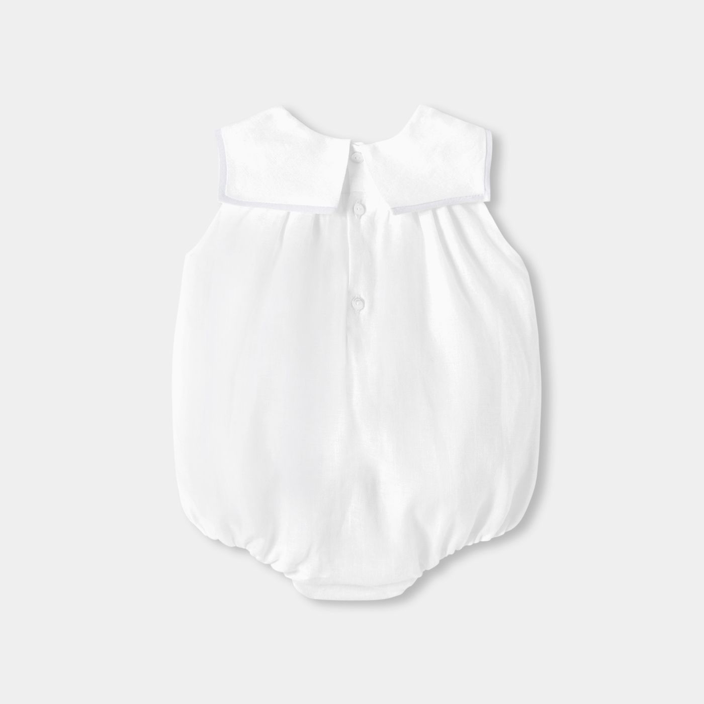 Romper in Linen Baby Boy - White/Grey