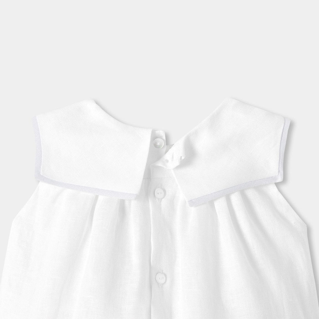 Romper in Linen Baby Boy - White/Grey