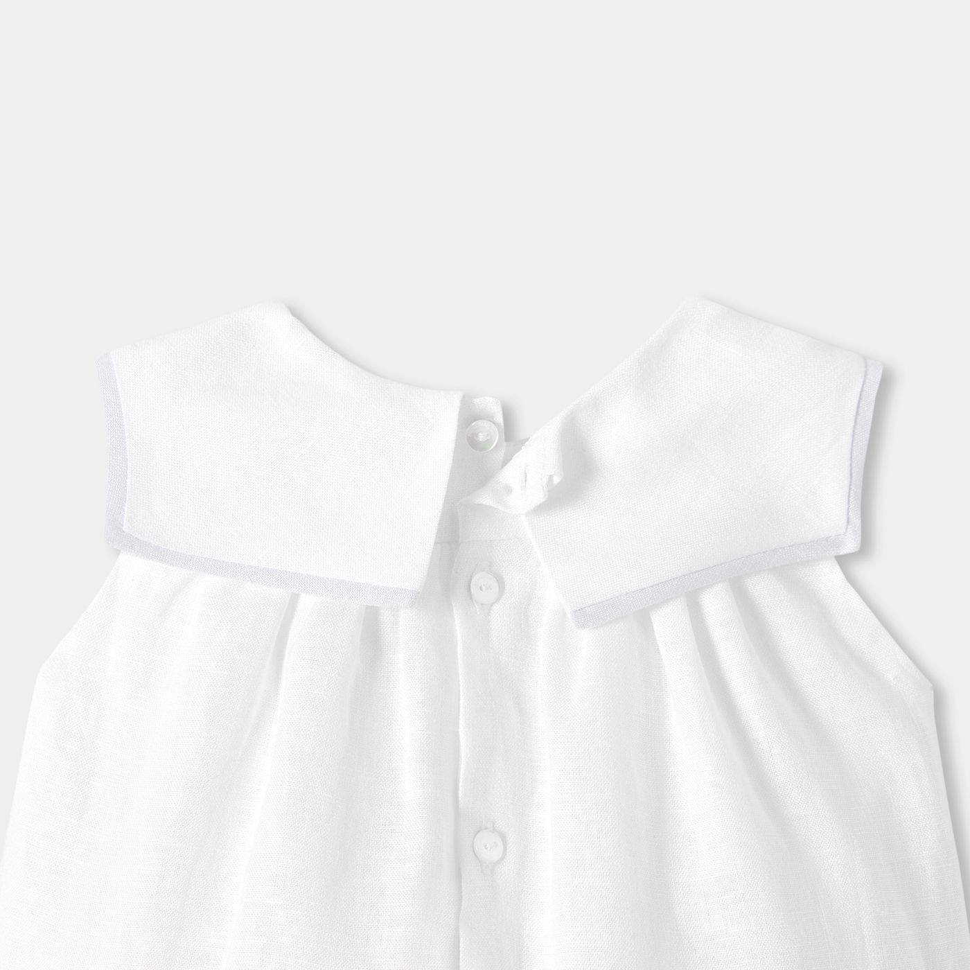 Romper in Linen Baby Boy - White/Grey