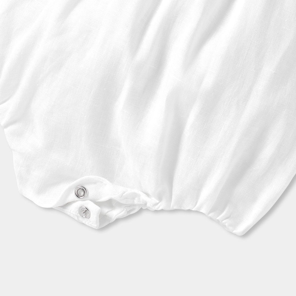 Romper in Linen Baby Boy - White/Grey