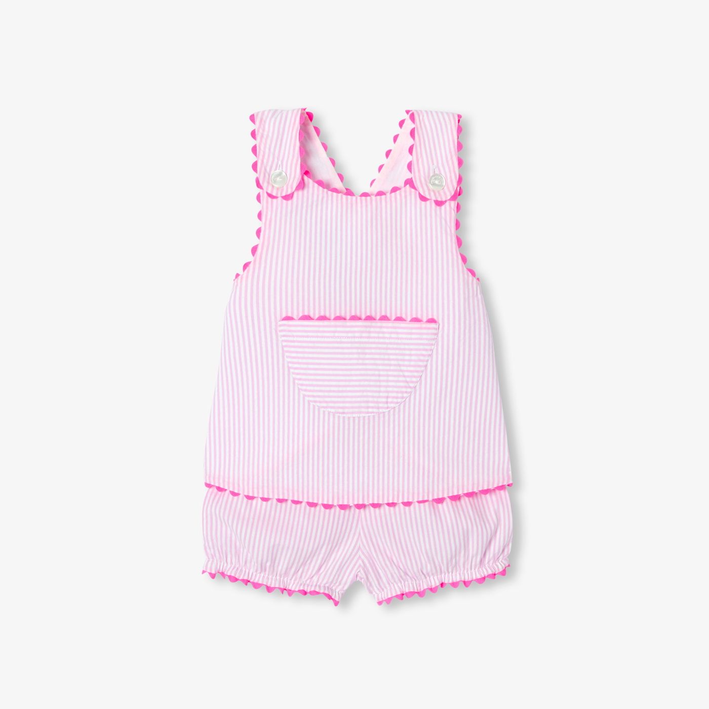 Outfit Set Shorts Striped in Cotton Baby Girl - White/Pink