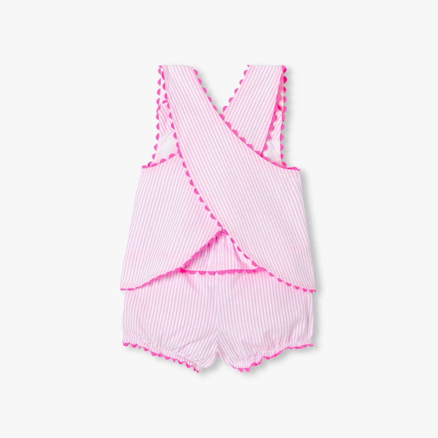 Outfit Set Shorts Striped in Cotton Baby Girl - White/Pink