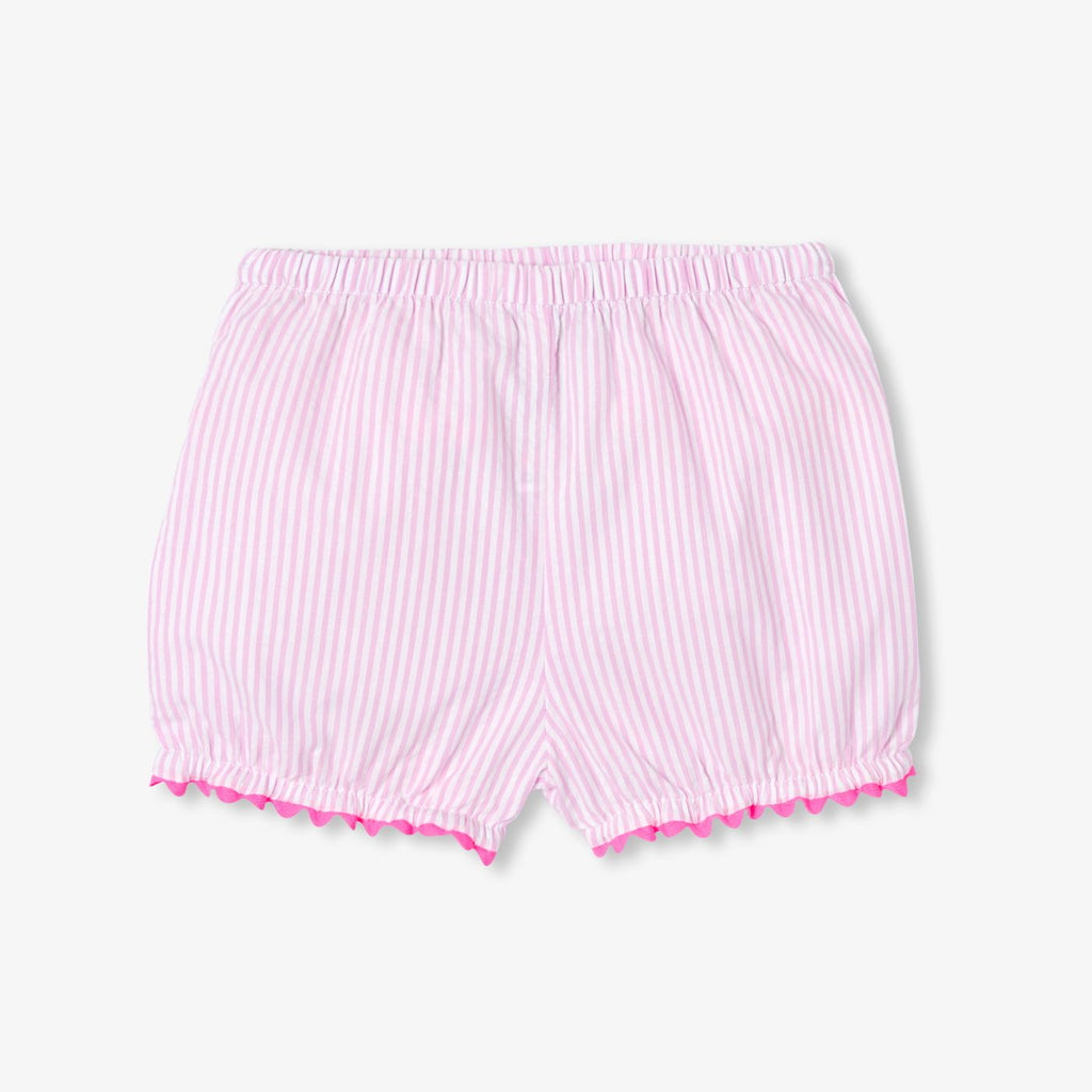 Outfit Set Shorts Striped in Cotton Baby Girl - White/Pink