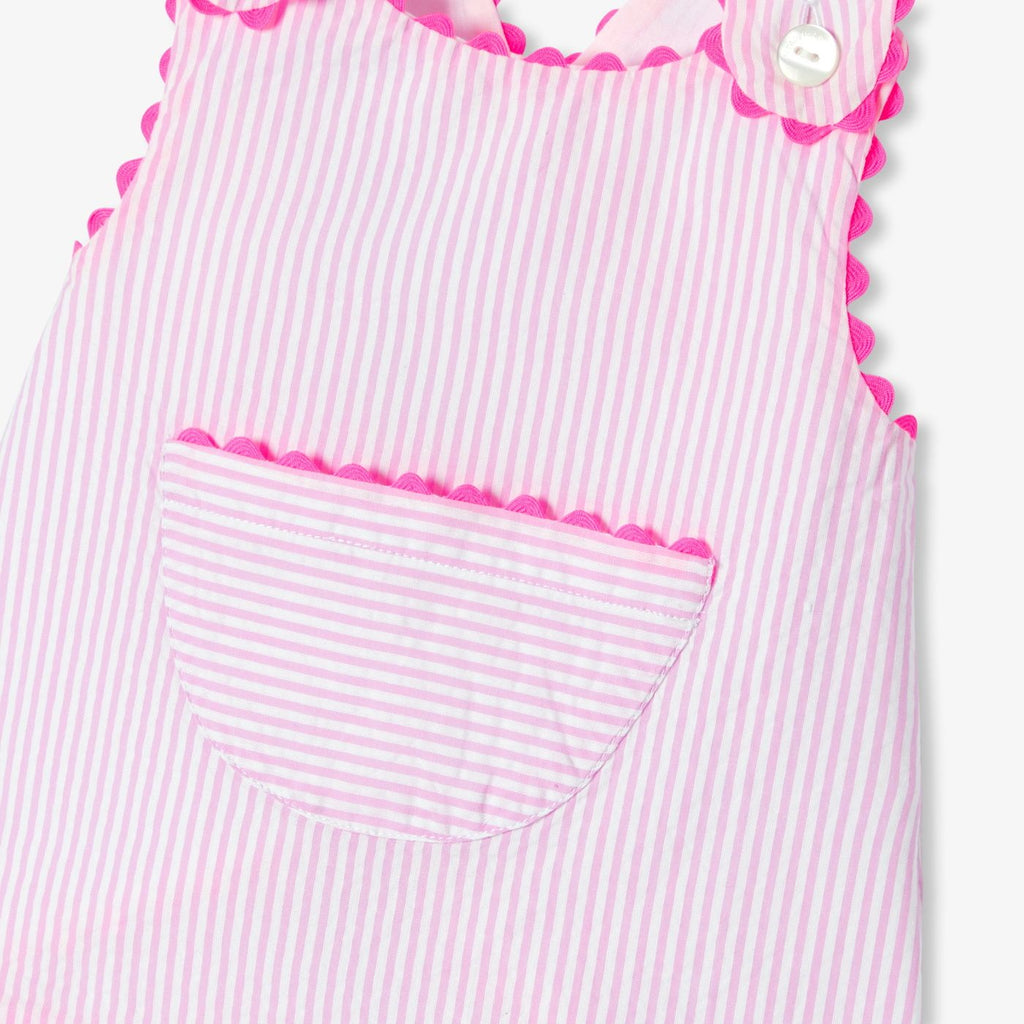 Outfit Set Shorts Striped in Cotton Baby Girl - White/Pink