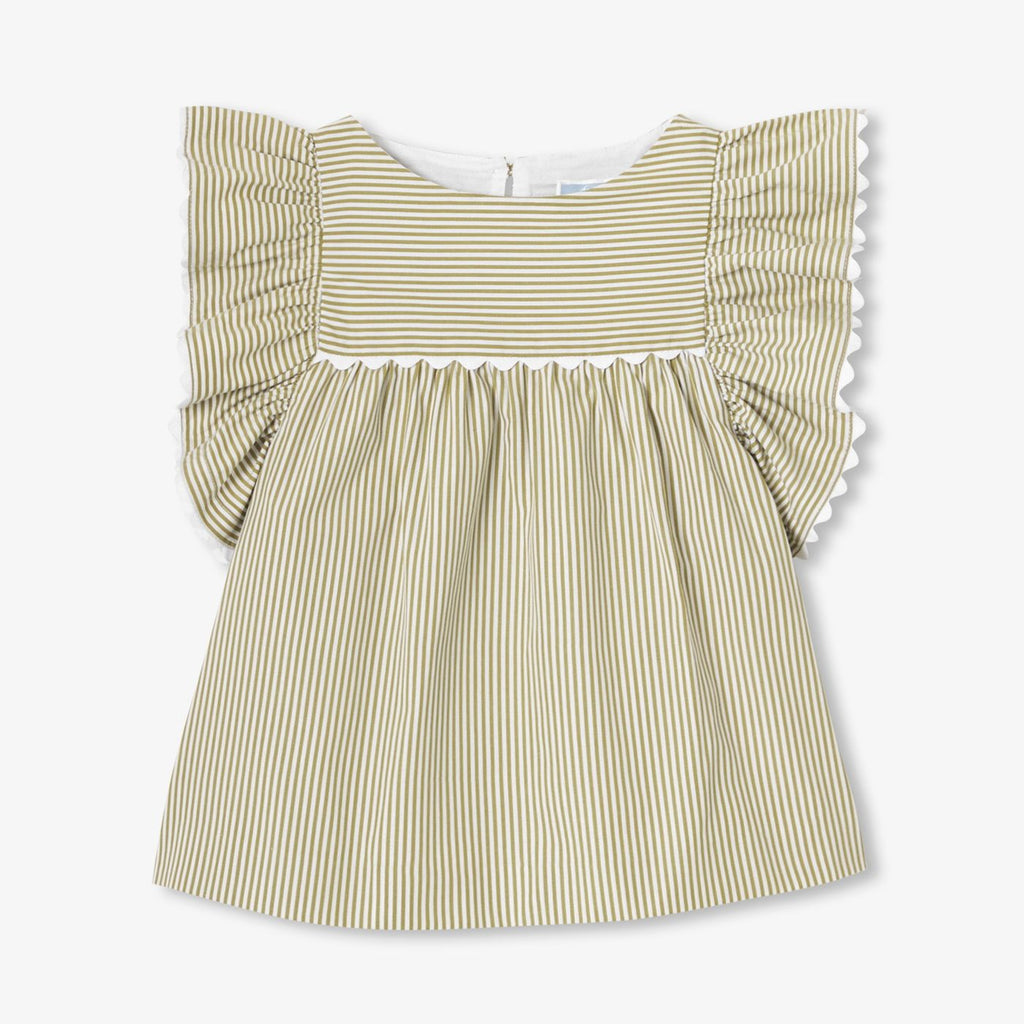 Girls' striped poplin top
