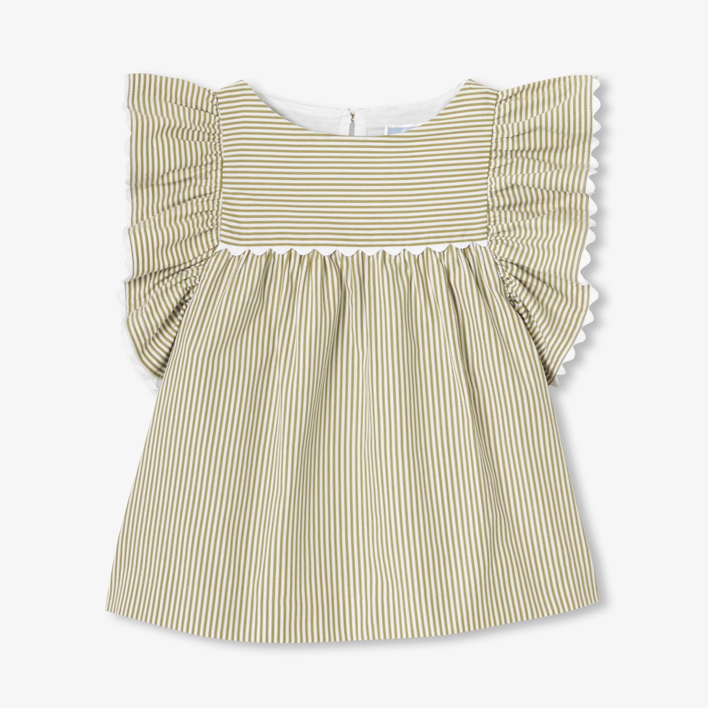 Girls' striped poplin top