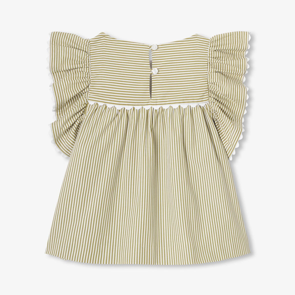 Girls' striped poplin top