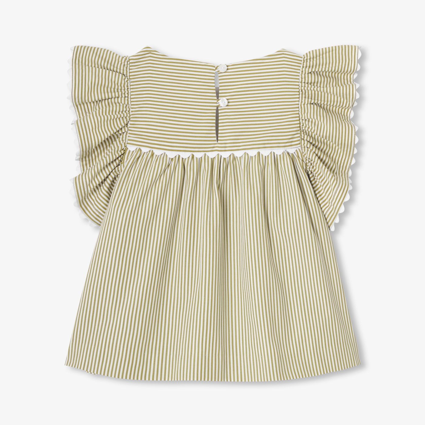 Girls' striped poplin top