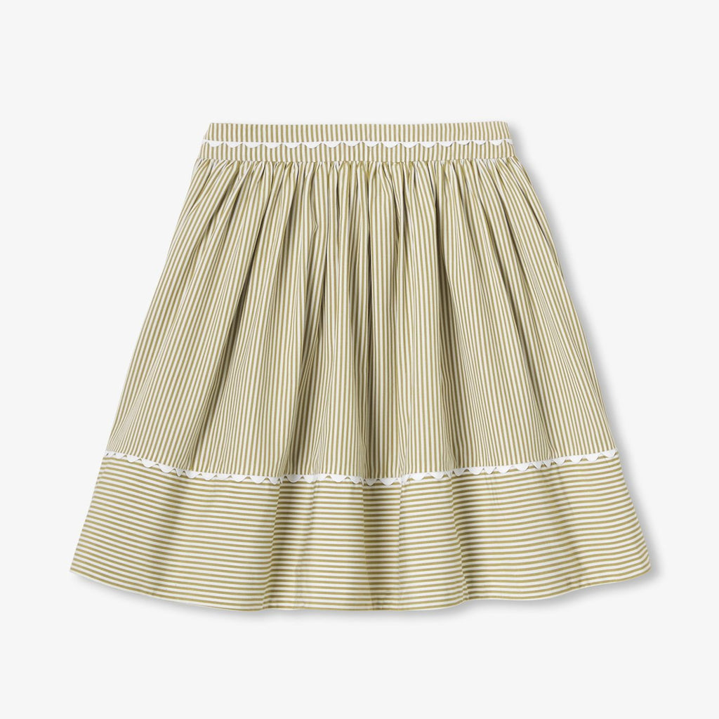 Girls' striped poplin skirt