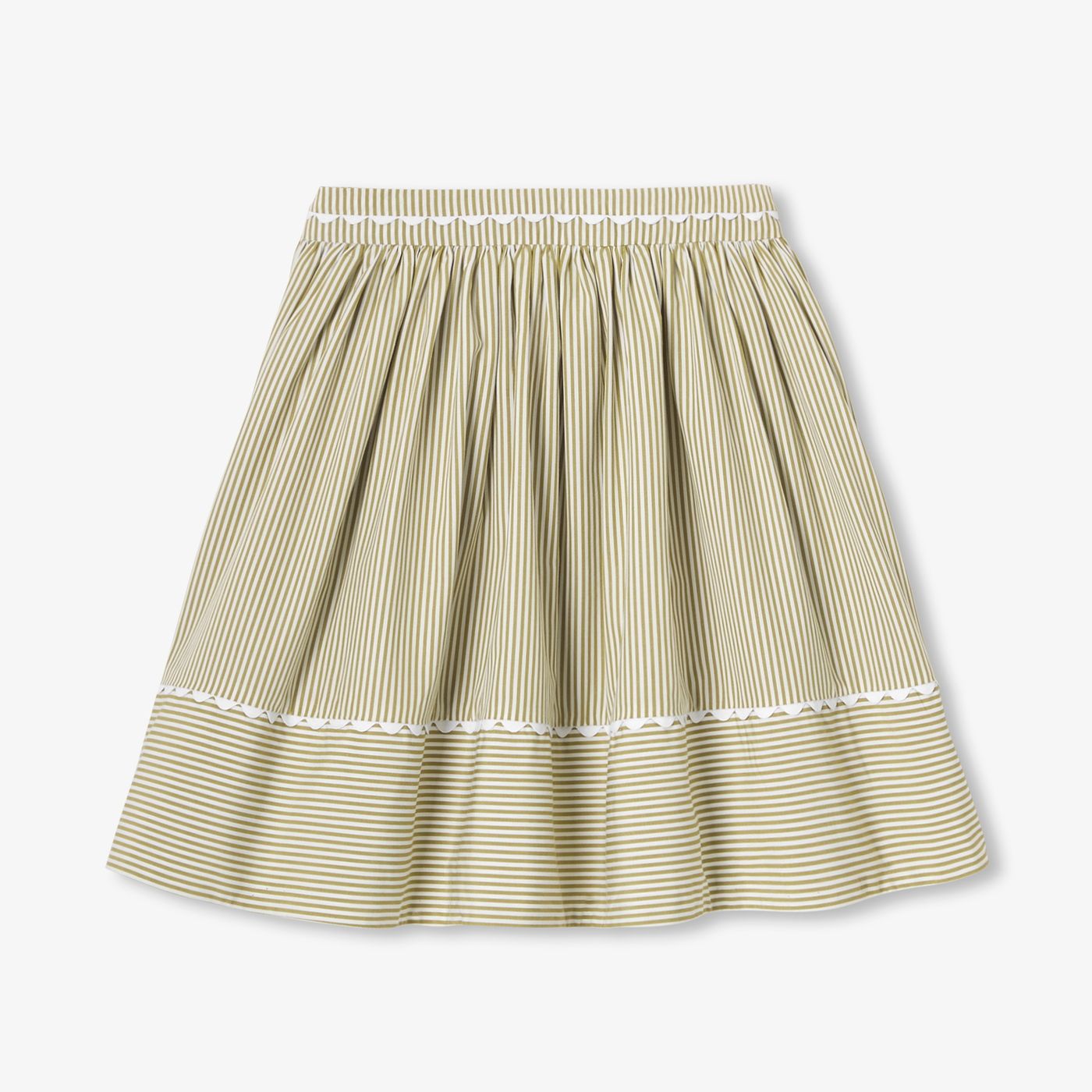 Girls' striped poplin skirt