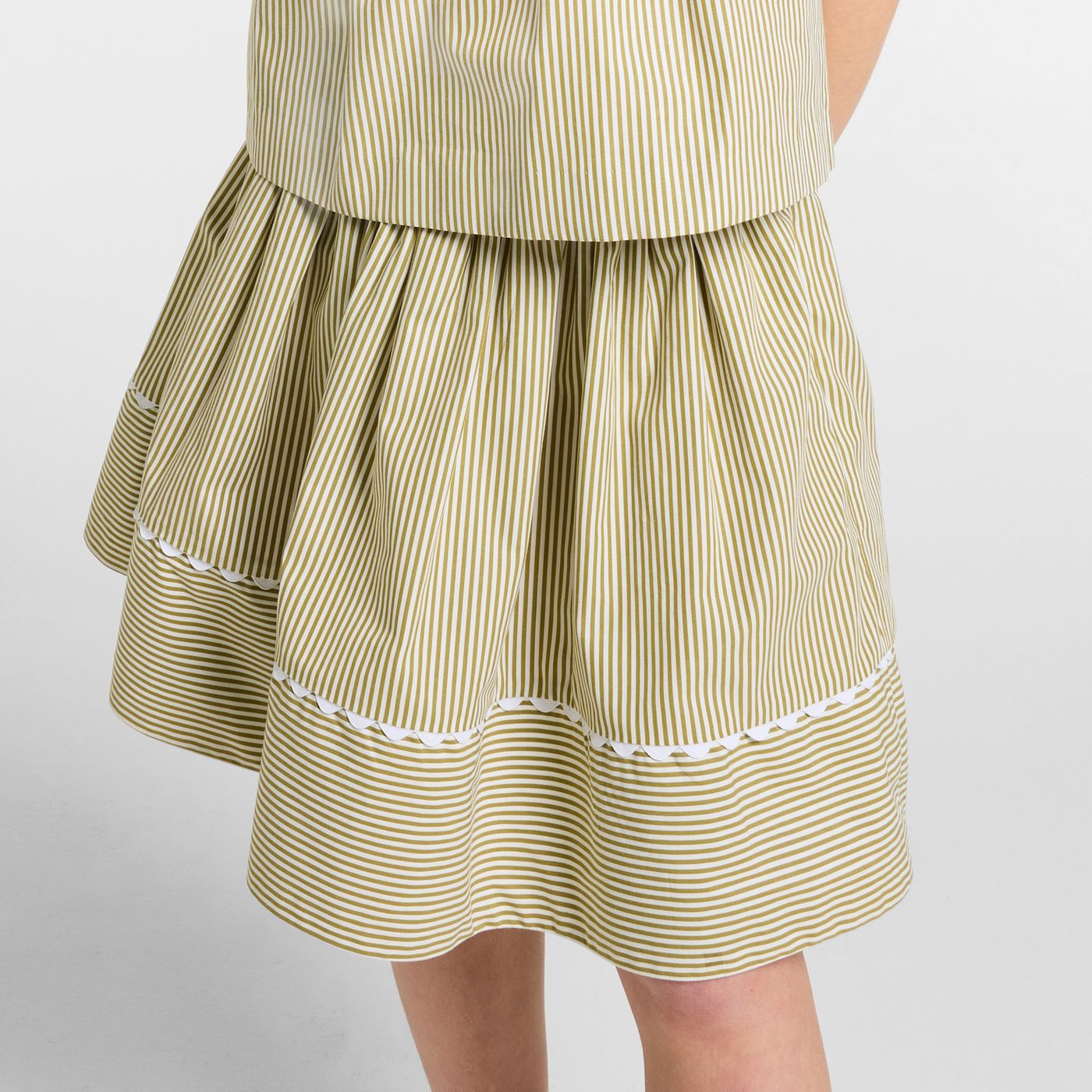 Girls' striped poplin skirt