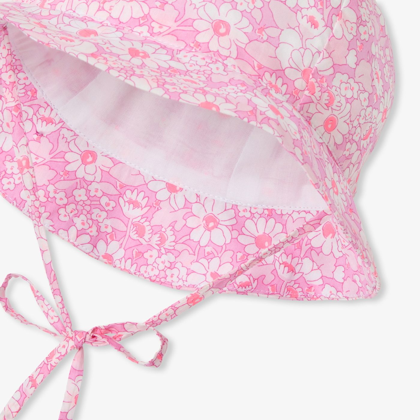 Hat in Liberty Fabric Baby Girl - Pink/White