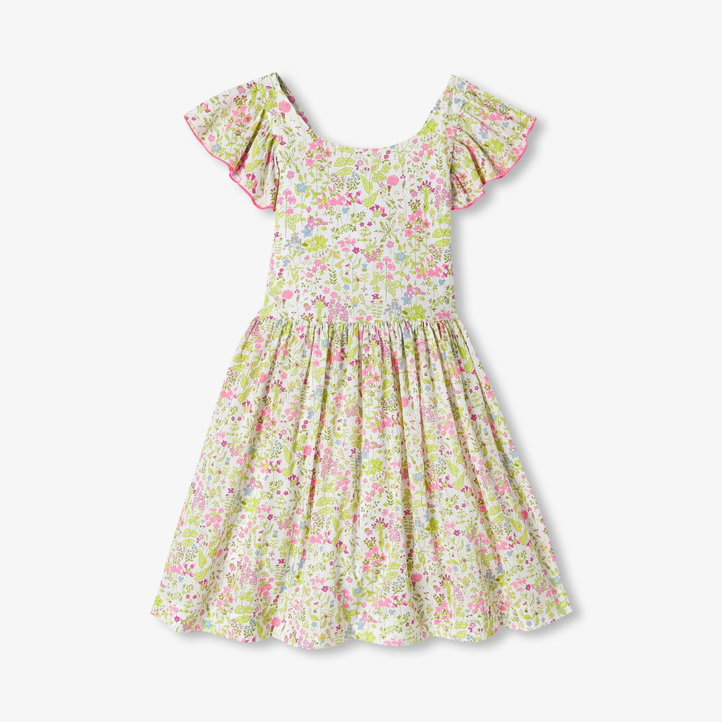 Dress Open Back in Liberty Fabric Girl - White/Multicolour