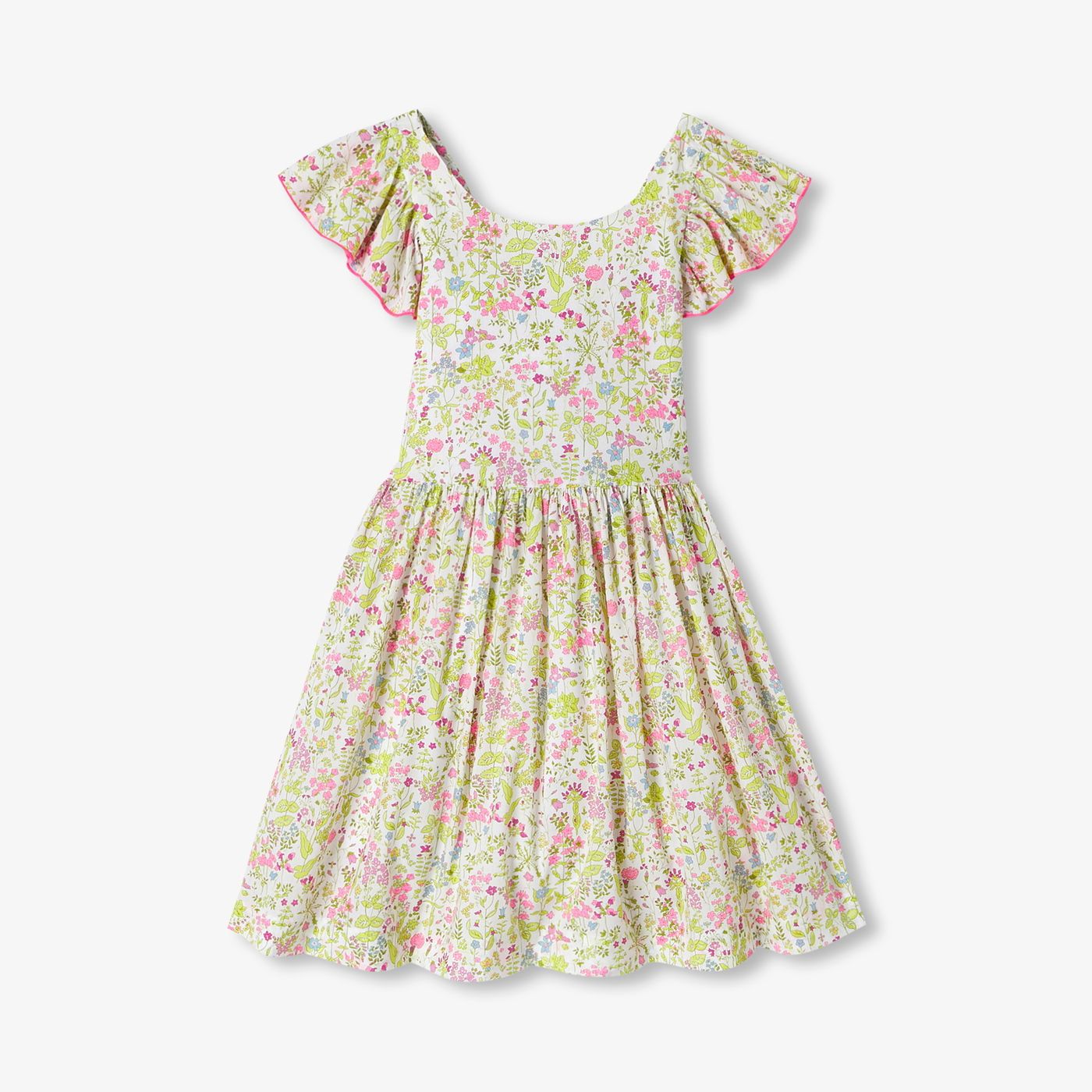 Dress Open Back in Liberty Fabric Girl - White/Multicolour