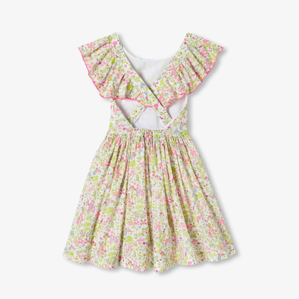 Dress Open Back in Liberty Fabric Girl - White/Multicolour
