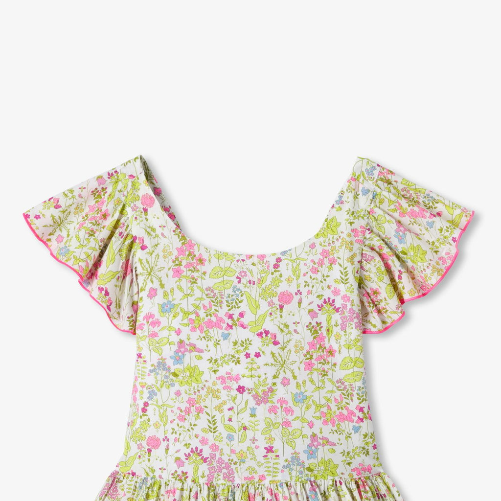 Dress Open Back in Liberty Fabric Girl - White/Multicolour