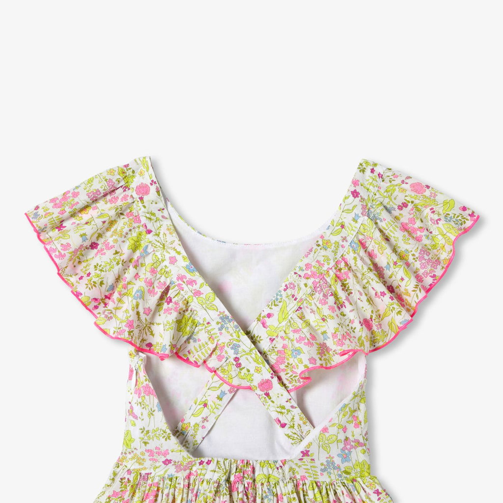 Dress Open Back in Liberty Fabric Girl - White/Multicolour