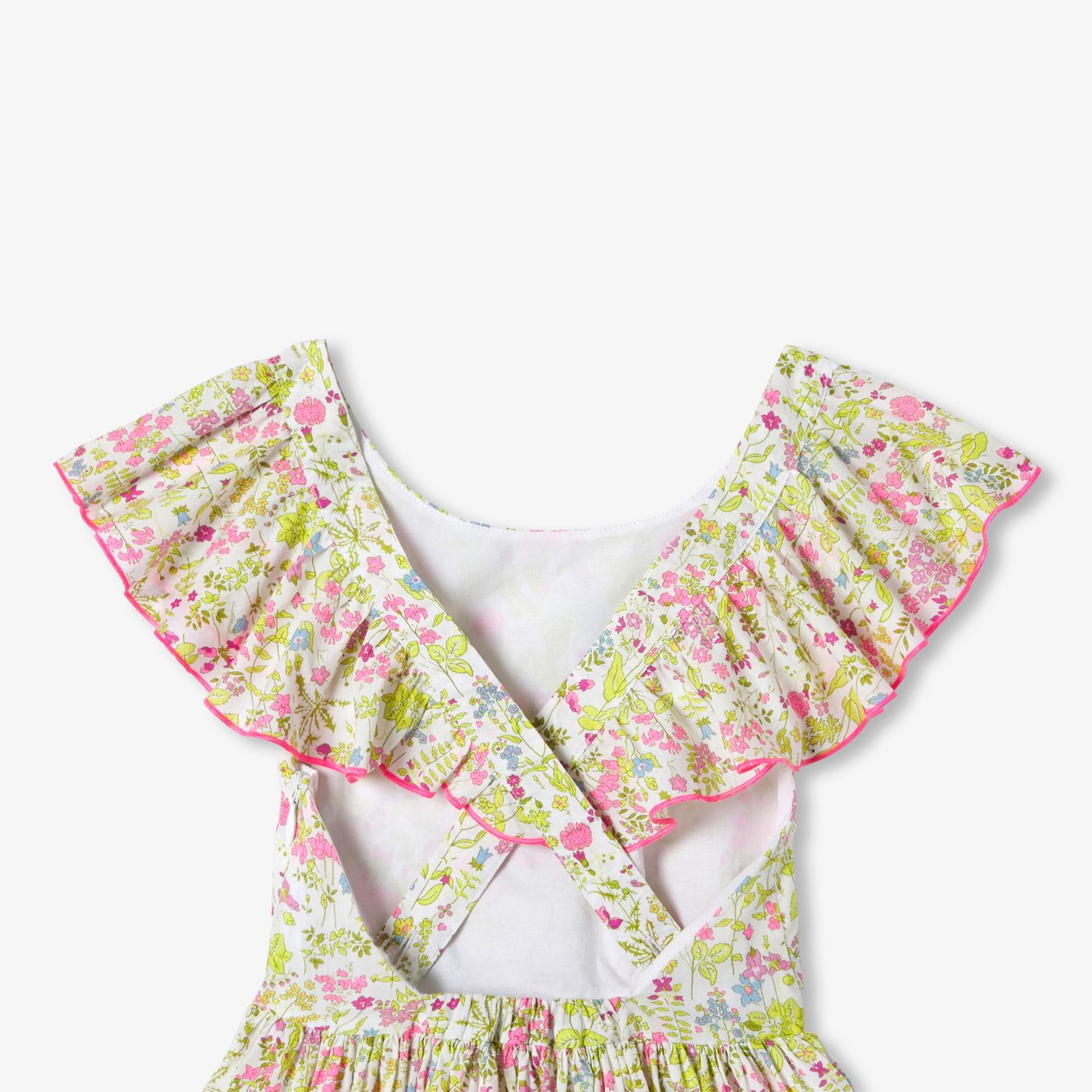 Dress Open Back in Liberty Fabric Girl - White/Multicolour