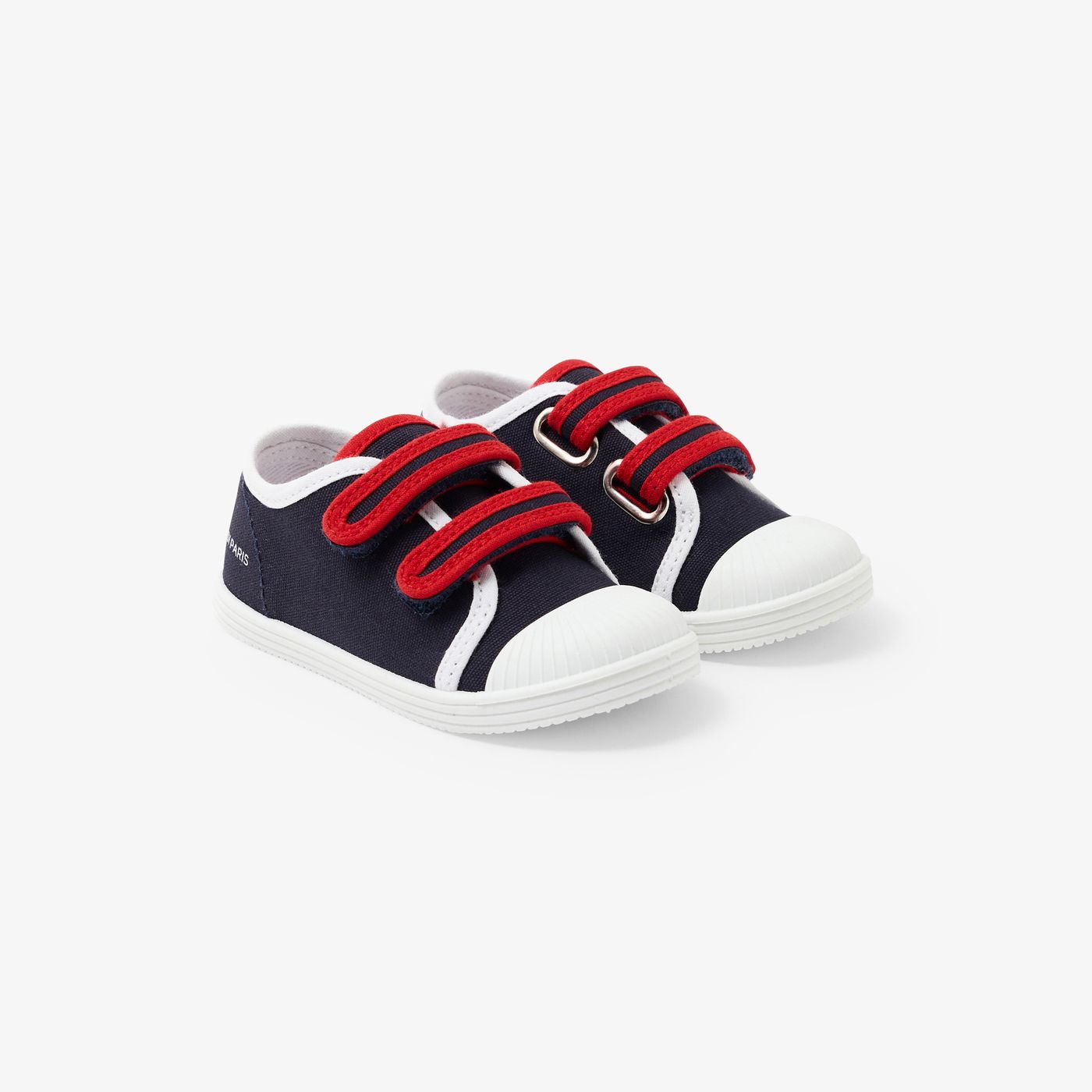 Baby boy canvas trainers - Navy Blue/Red