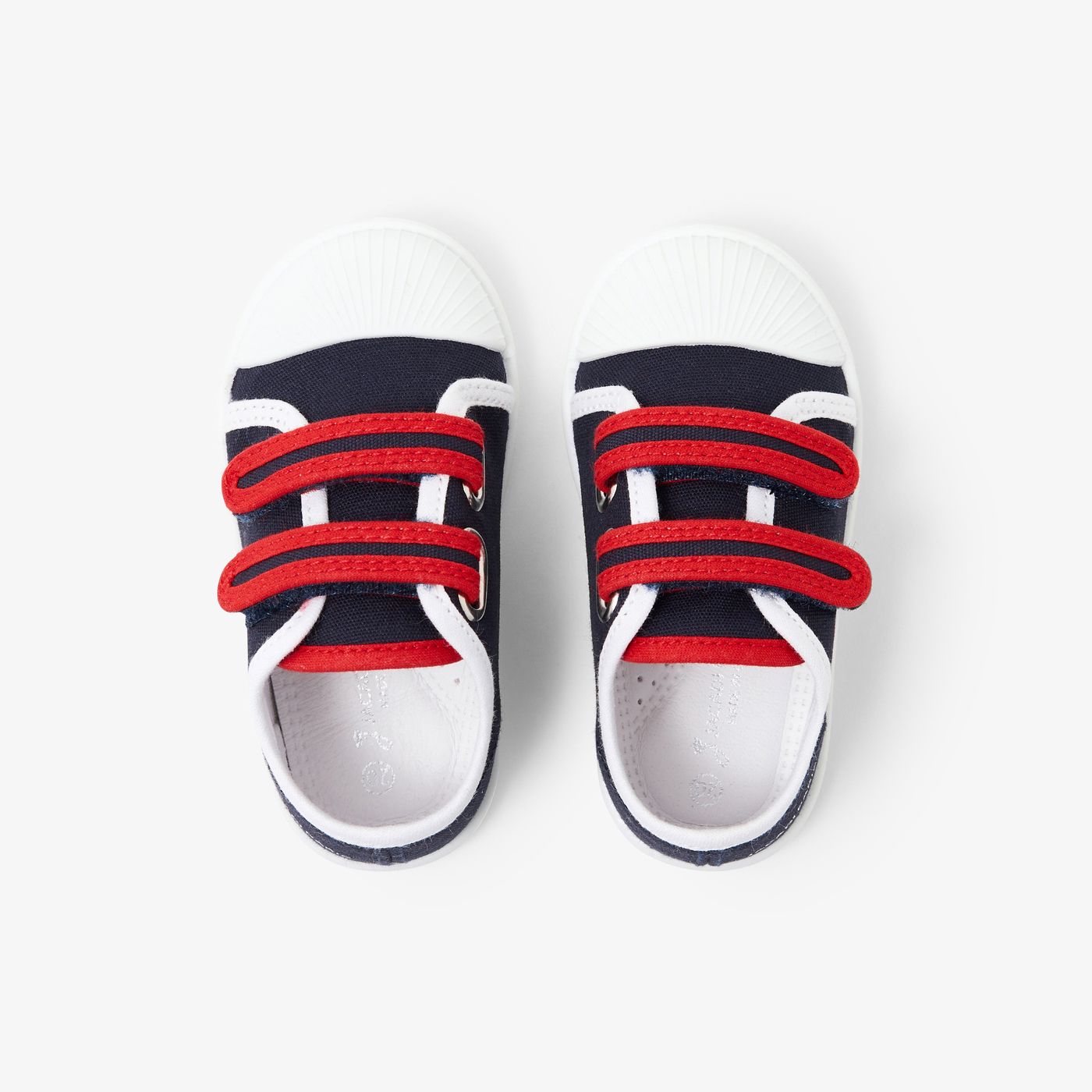 Baby boy canvas trainers - Navy Blue/Red