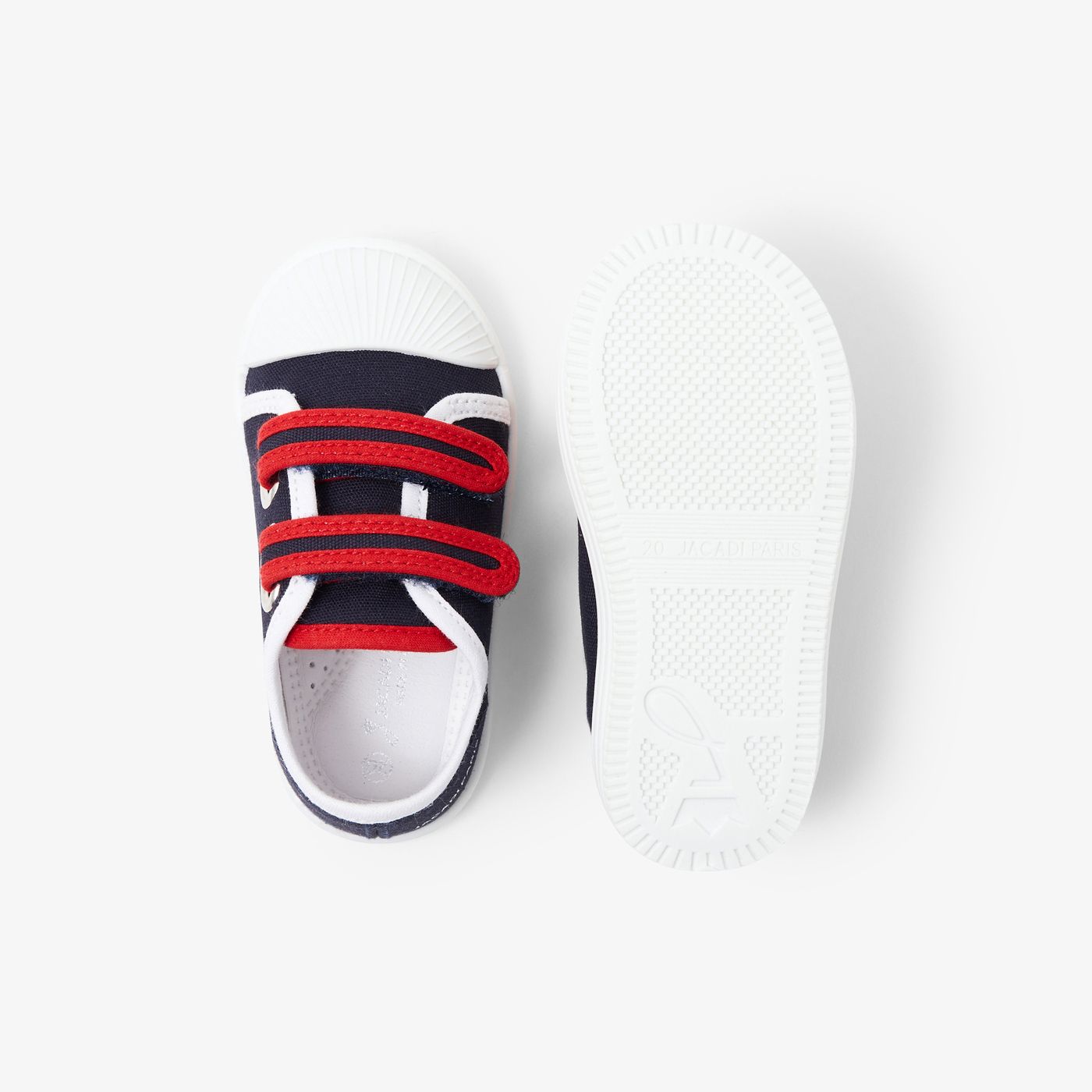 Baby boy canvas trainers - Navy Blue/Red