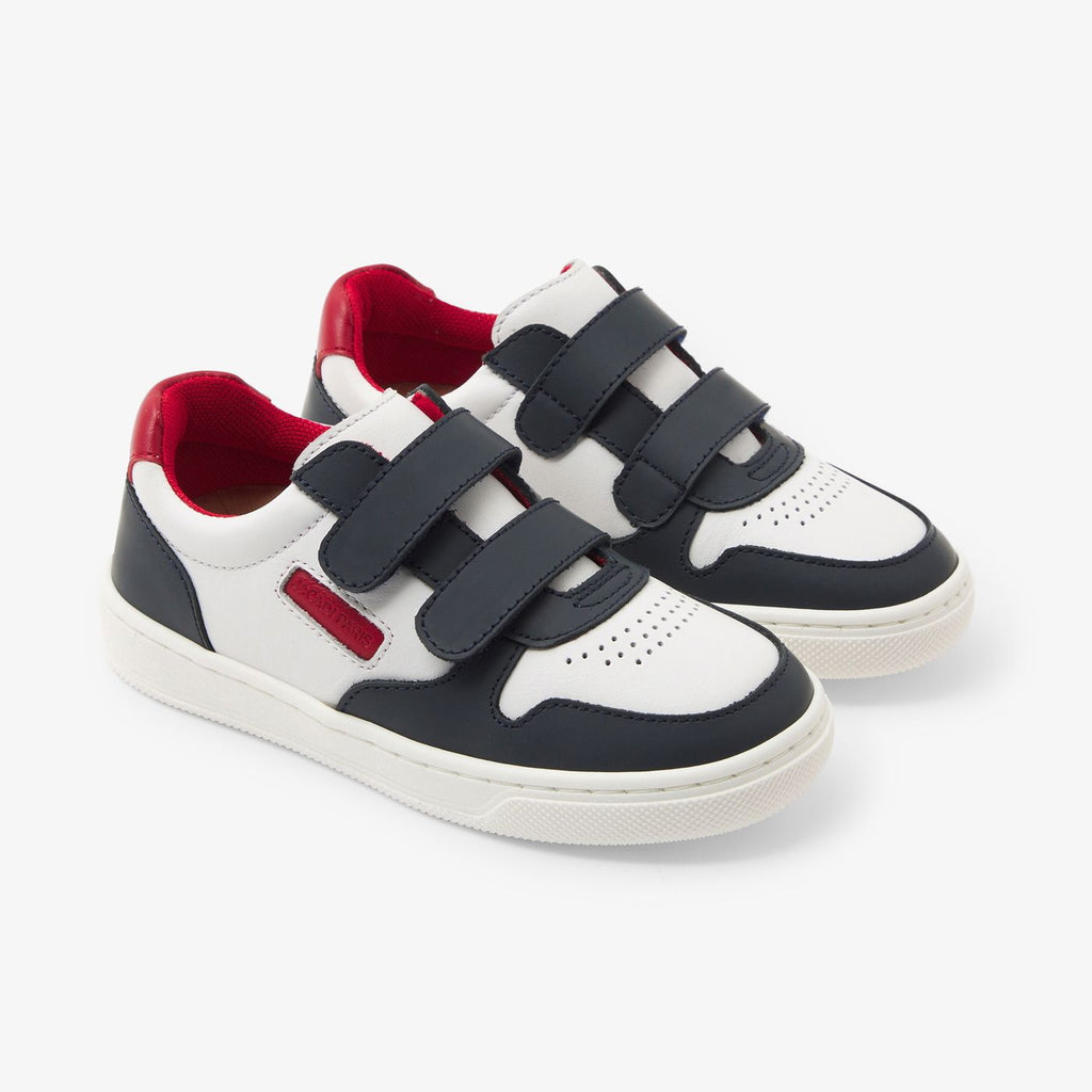 Sneakers in Leather Boy - Navy Blue/Red