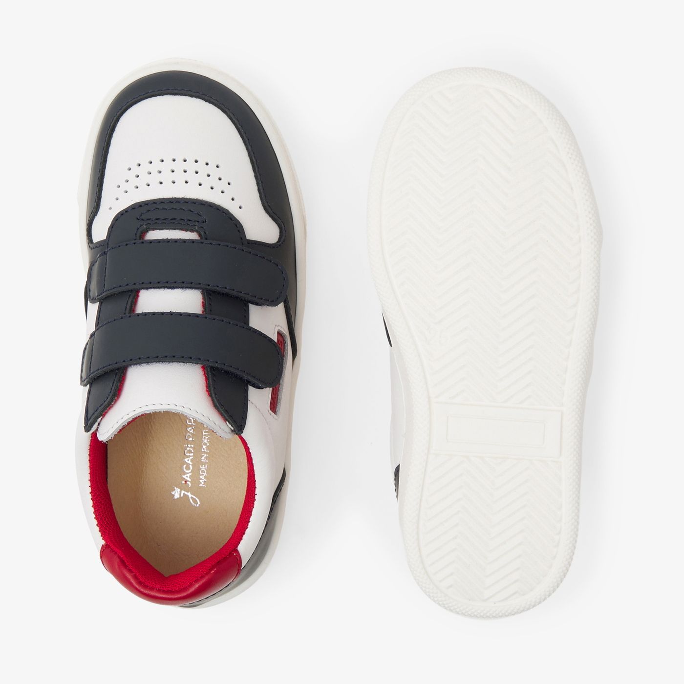 Sneakers in Leather Boy - Navy Blue/Red