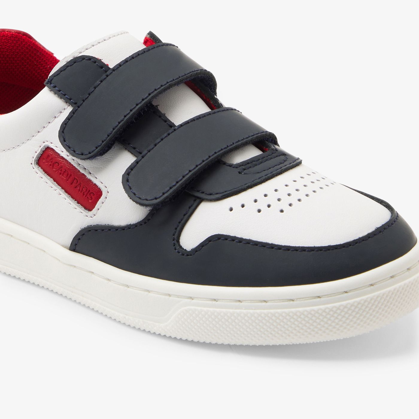 Sneakers in Leather Boy - Navy Blue/Red