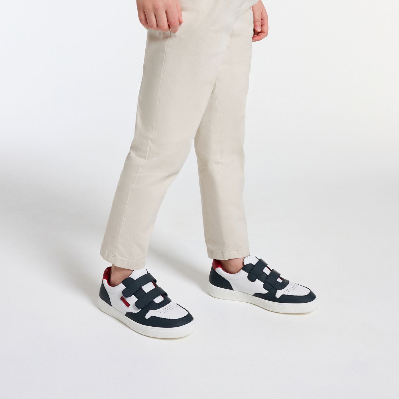 Boy leather sneakers - Navy Blue/Red