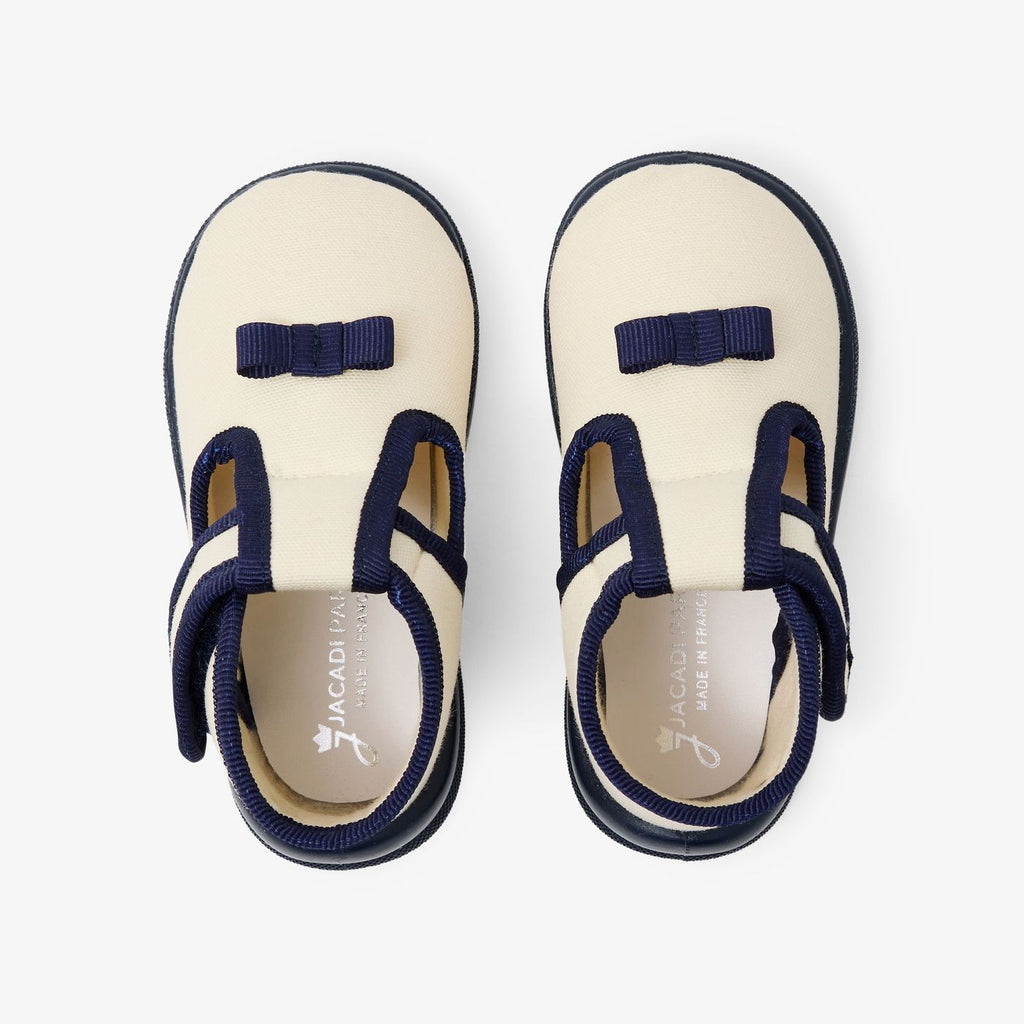 Baby girl cotton shoes - Ecru/Navy Blue