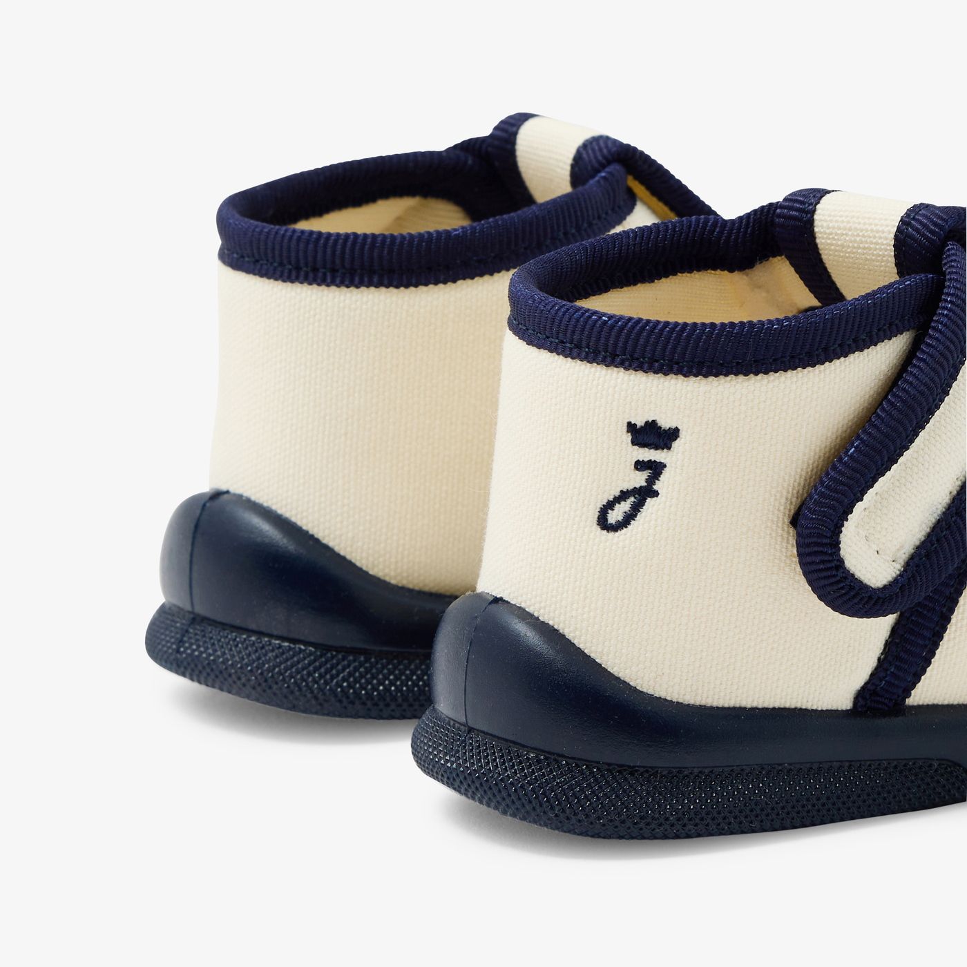 Baby girl cotton shoes - Ecru/Navy Blue