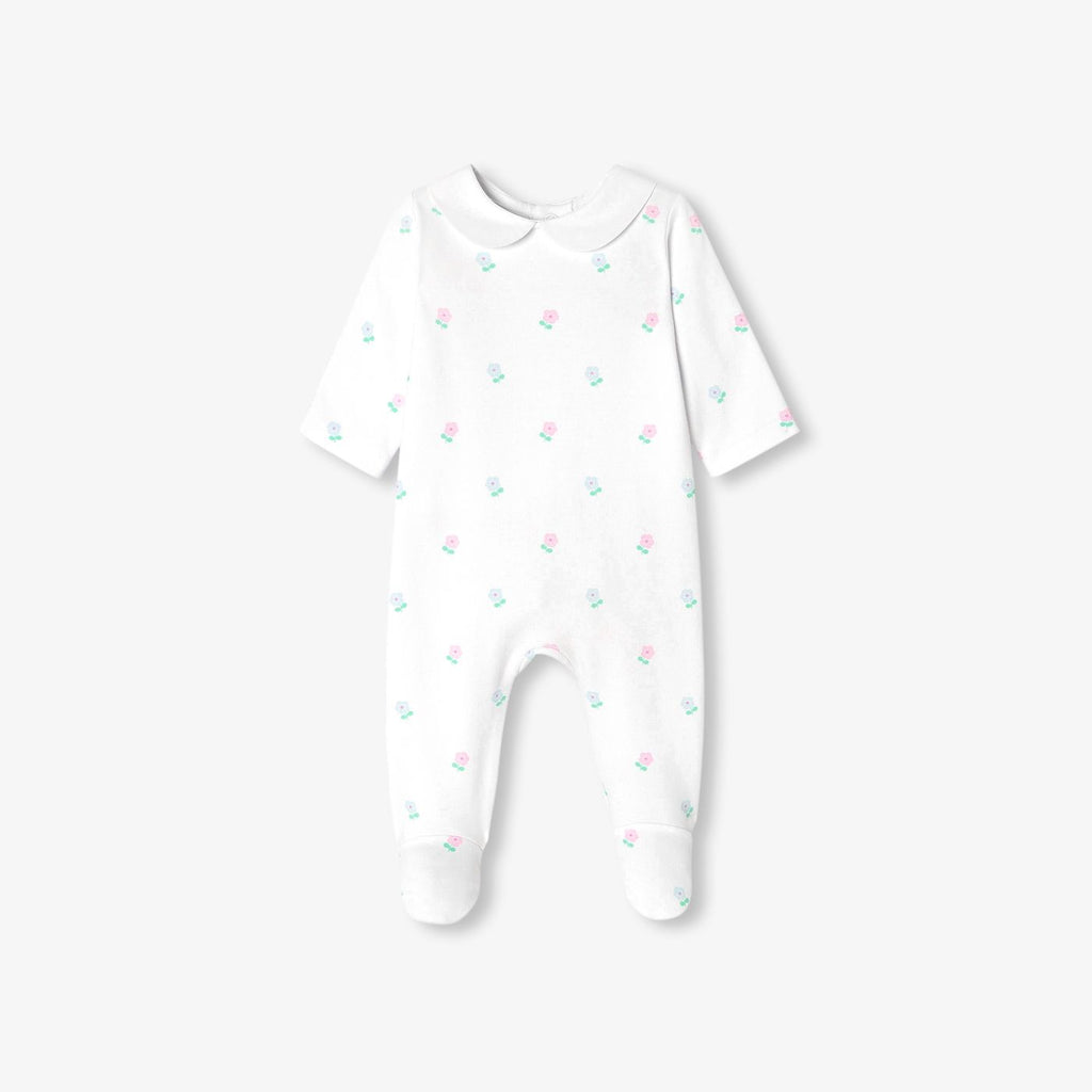 Baby girl cotton interlock pyjamas - White/Multicolour
