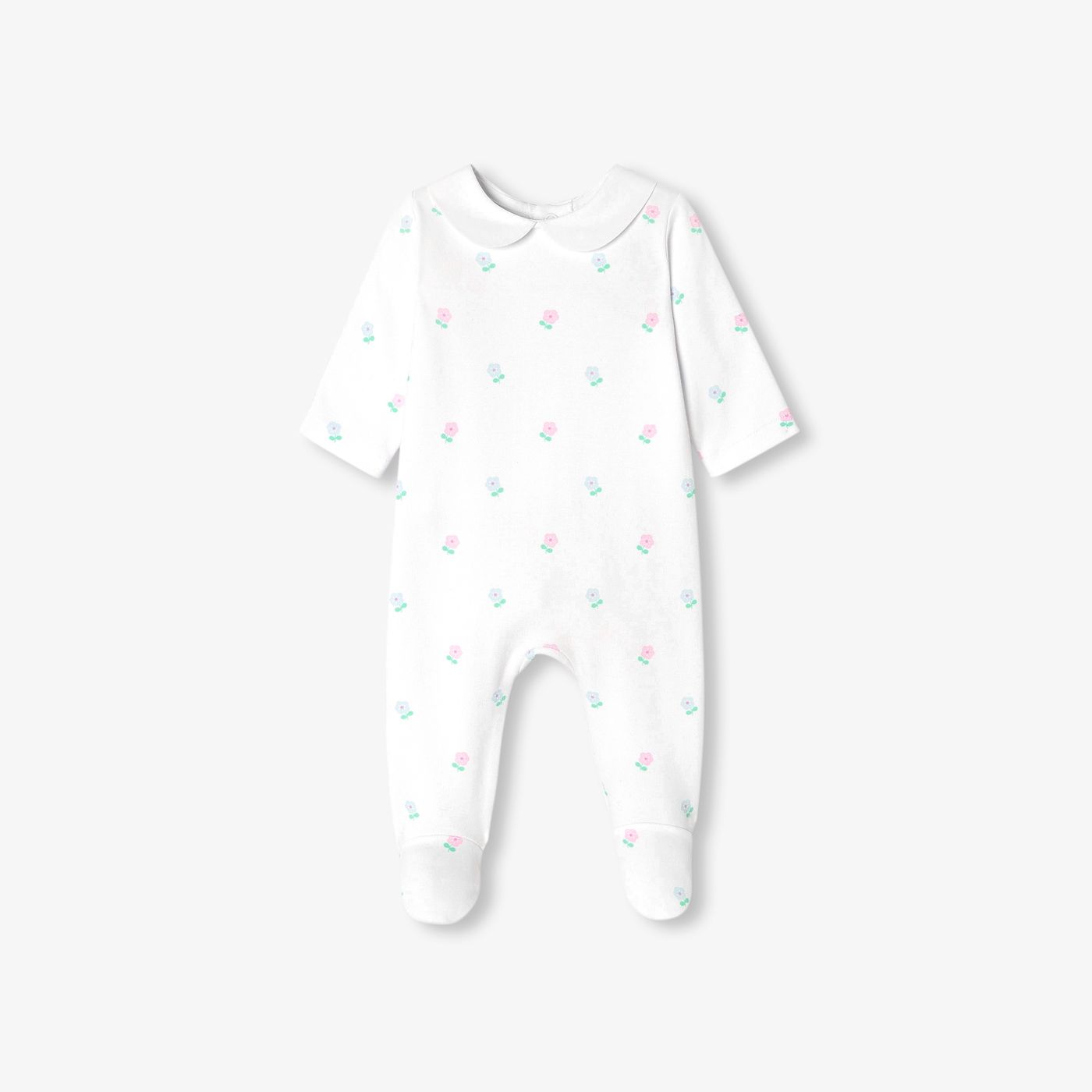 Baby girl cotton interlock pyjamas - White/Multicolour