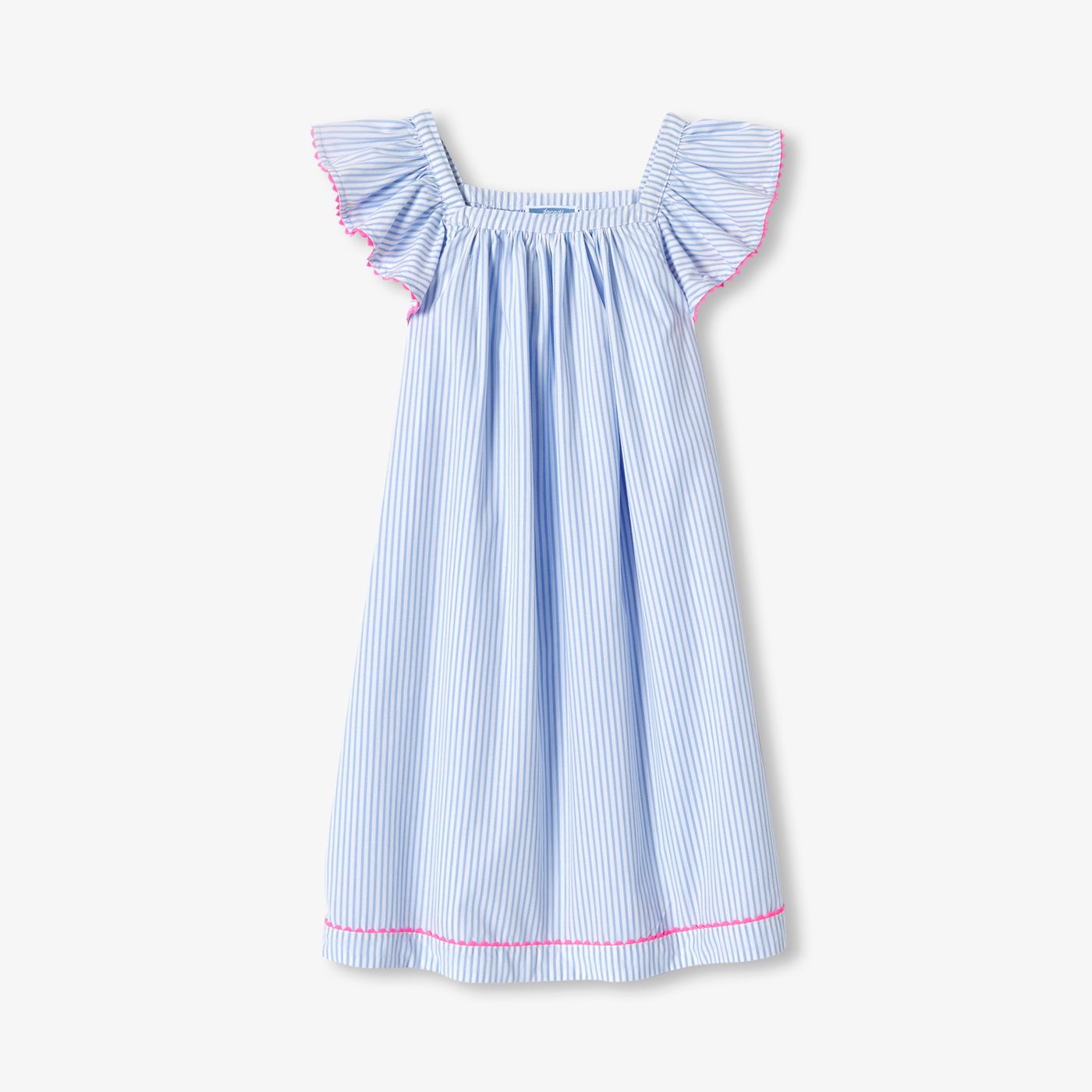 Girl striped poplin nightdress - Blue/White