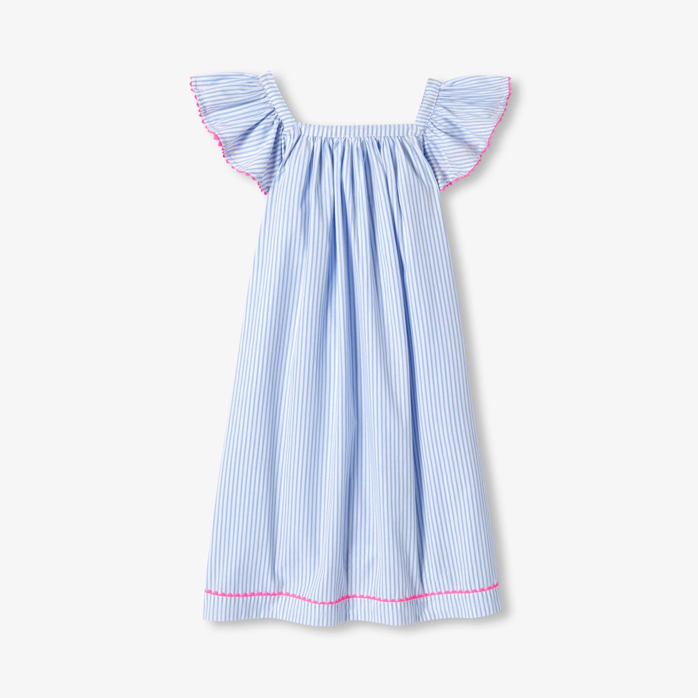 Girl striped poplin nightdress - Blue/White