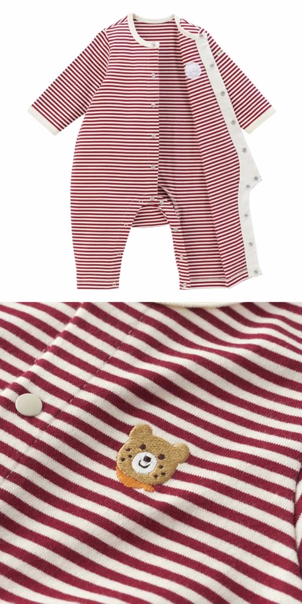 Hot Biscuit - Border One Point Beans-kun Coveralls for Boys and Girls - 70cm