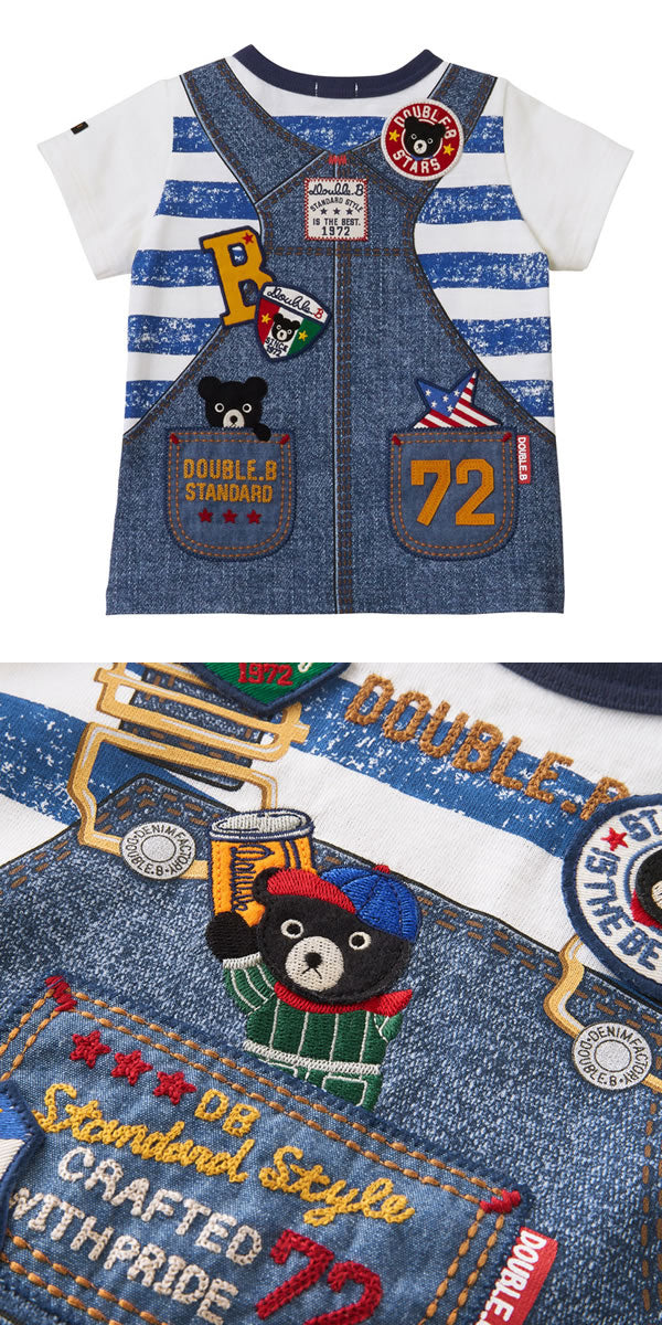 Double B - More than Trompe-l'oeil Short-Sleeved T-Shirt Made in Japan Baby Kids Boys - 90cm
