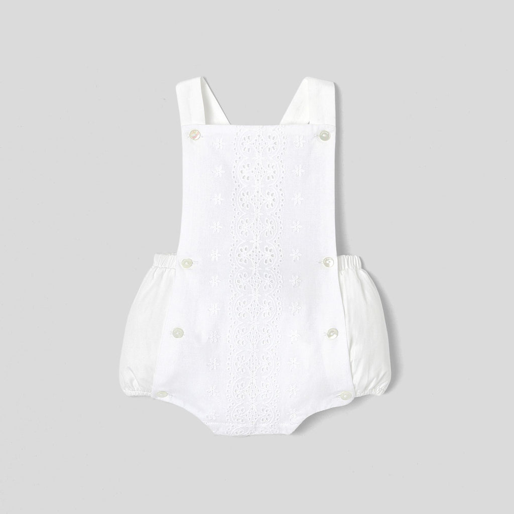 Baby girl poplin romper - White