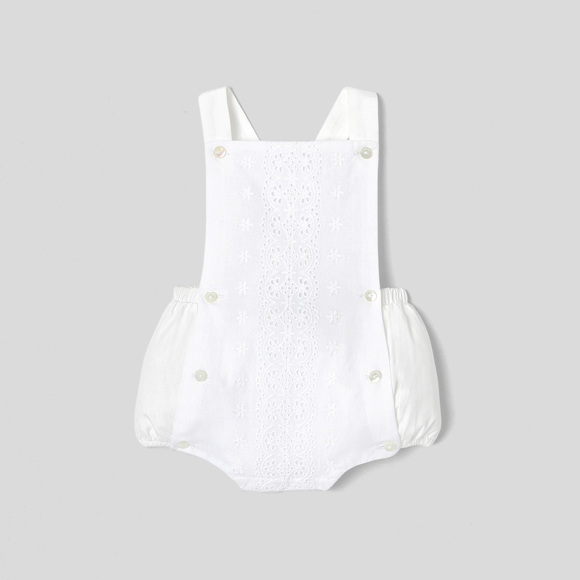 Baby girl poplin romper - White