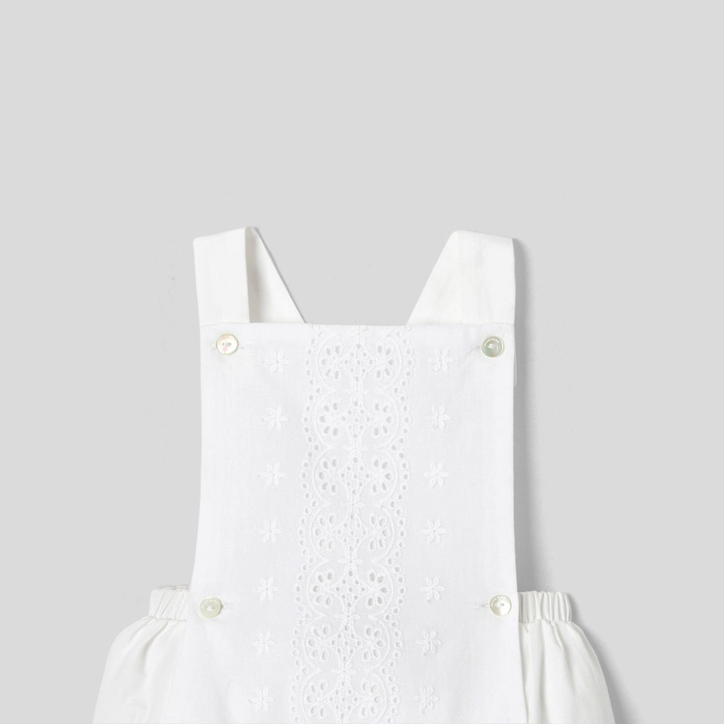 Baby girl poplin romper - White