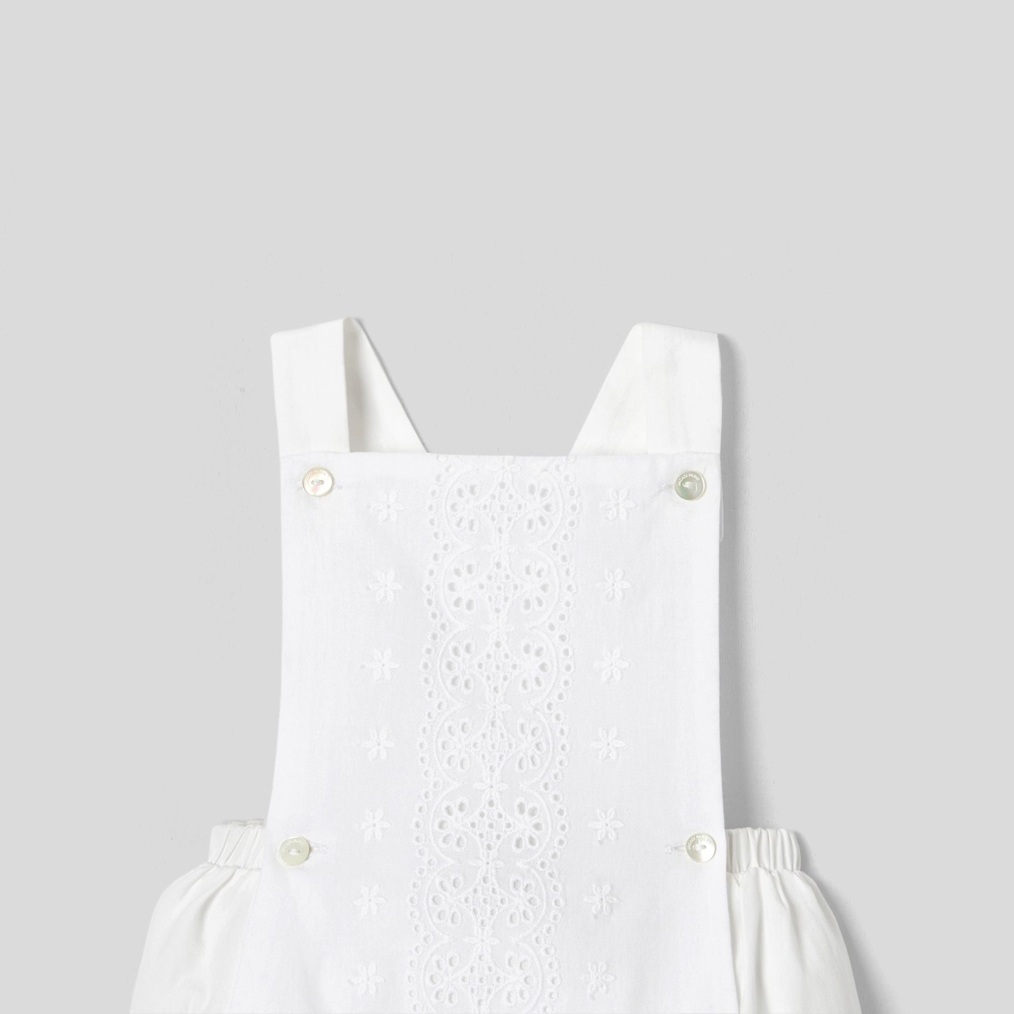 Baby girl poplin romper - White