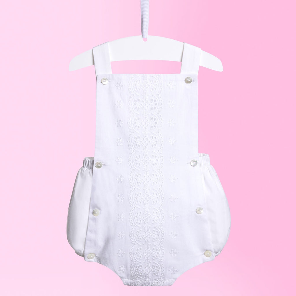 Baby girl poplin romper - White