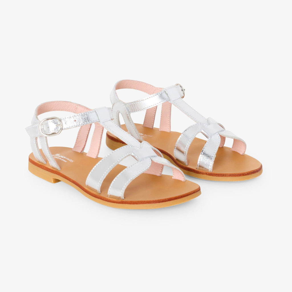 Leather Sandals Girl - Argento