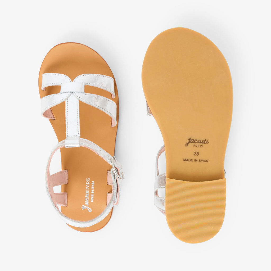 Leather Sandals Girl - Argento