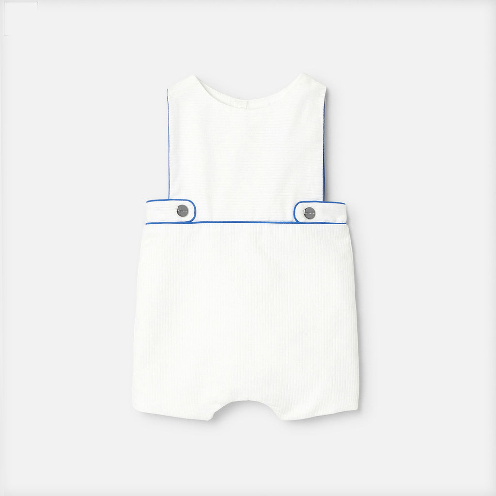 Baby boy cotton pique romper - White