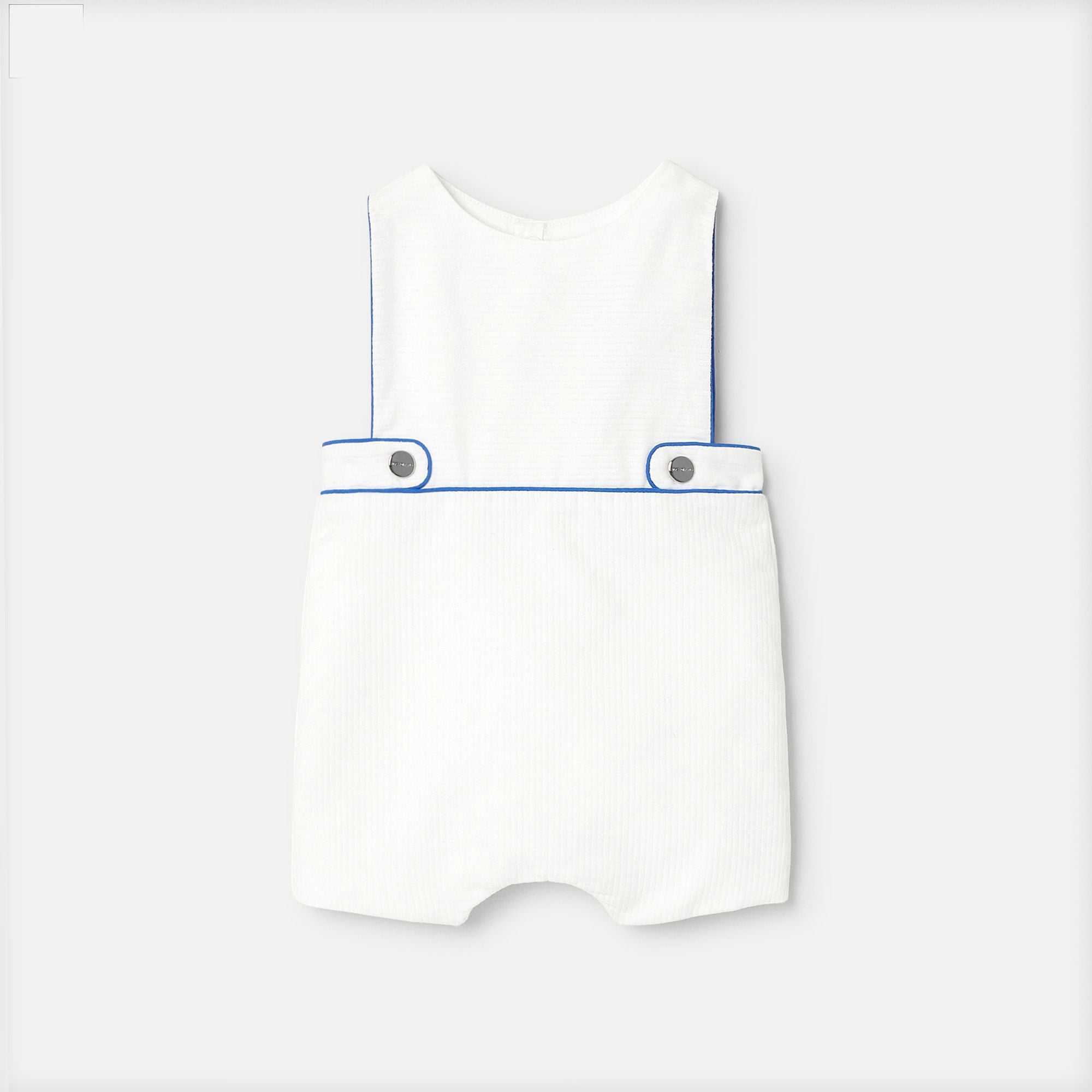 Baby boy cotton pique romper - White