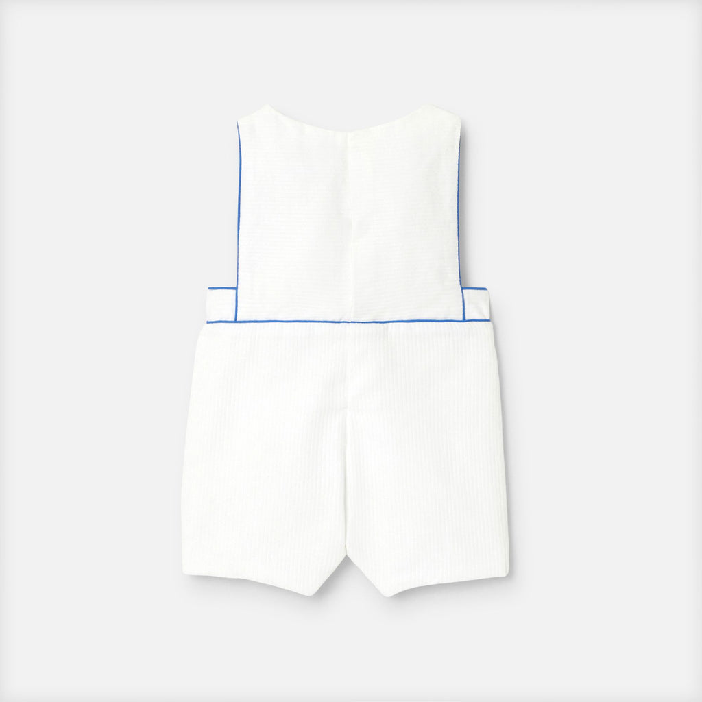 Baby boy cotton pique romper - White