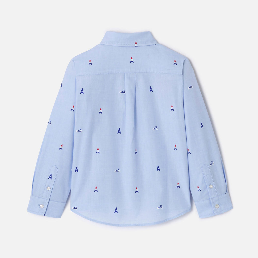 JC-TB053 - Jacadi Boys' Shirt with Parisian Motifs - Jacadi Light Blue